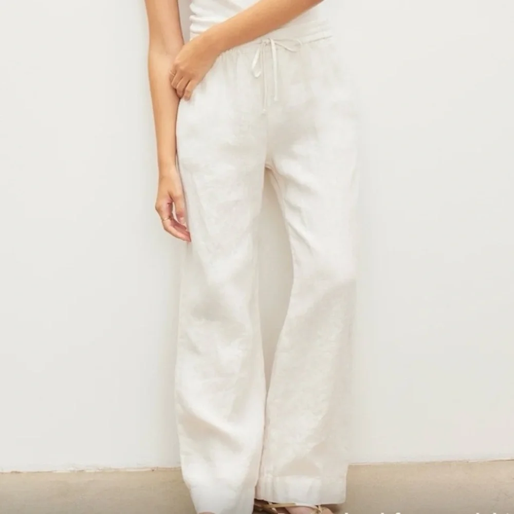 Velvet by Graham and Spencer‎ Linen Pants Cream Drawstring Women's XL - Picture 2 of 9